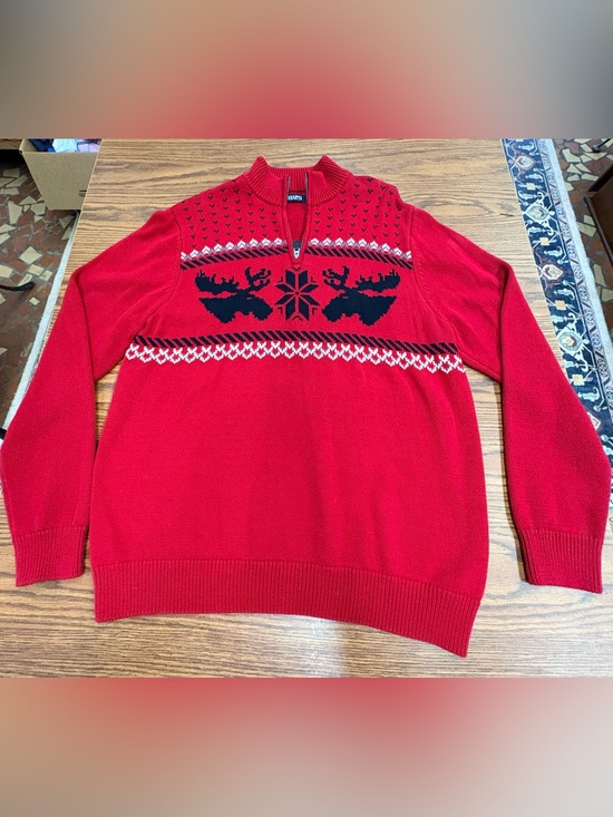 Chaps Other - Chaps Red Zip-Up Reindeer Holiday Sweater